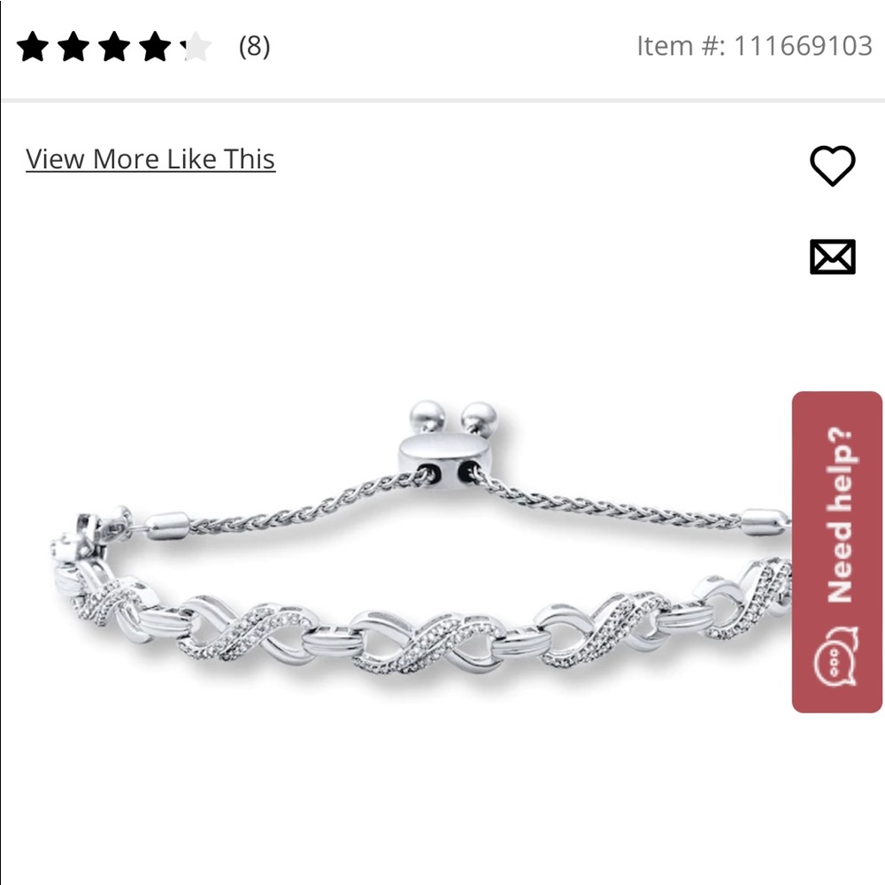 Beautiful 1/2 CT Sterling Silver Infinity Tennis bracelet. It has lots of shine.